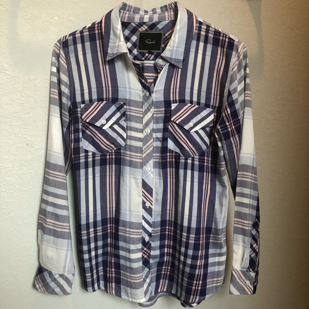 Rails Pink Purple Plaid Button Down Shirt Size XS
